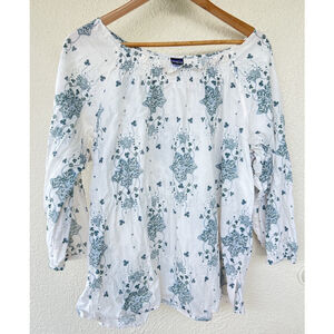 Patagonia Organic Cotton Peasant Floral Top Womens XL Boho Cottagecore Lagenlook